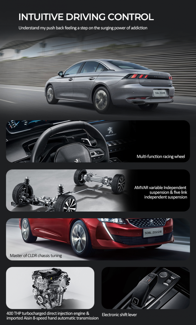 INTUITIVE DRIVING CONTROL Understand my push back feeling a step on the surging power of addiction Multi-function racing wheel AMVAR variable Independent suspension & five link independent suspension 08L 2022款 Master of CLDR chassis tuning 400 THP turbocharged direct injection engine & imported Aisin 8-speed hand automatic transmission Electronic shift lever